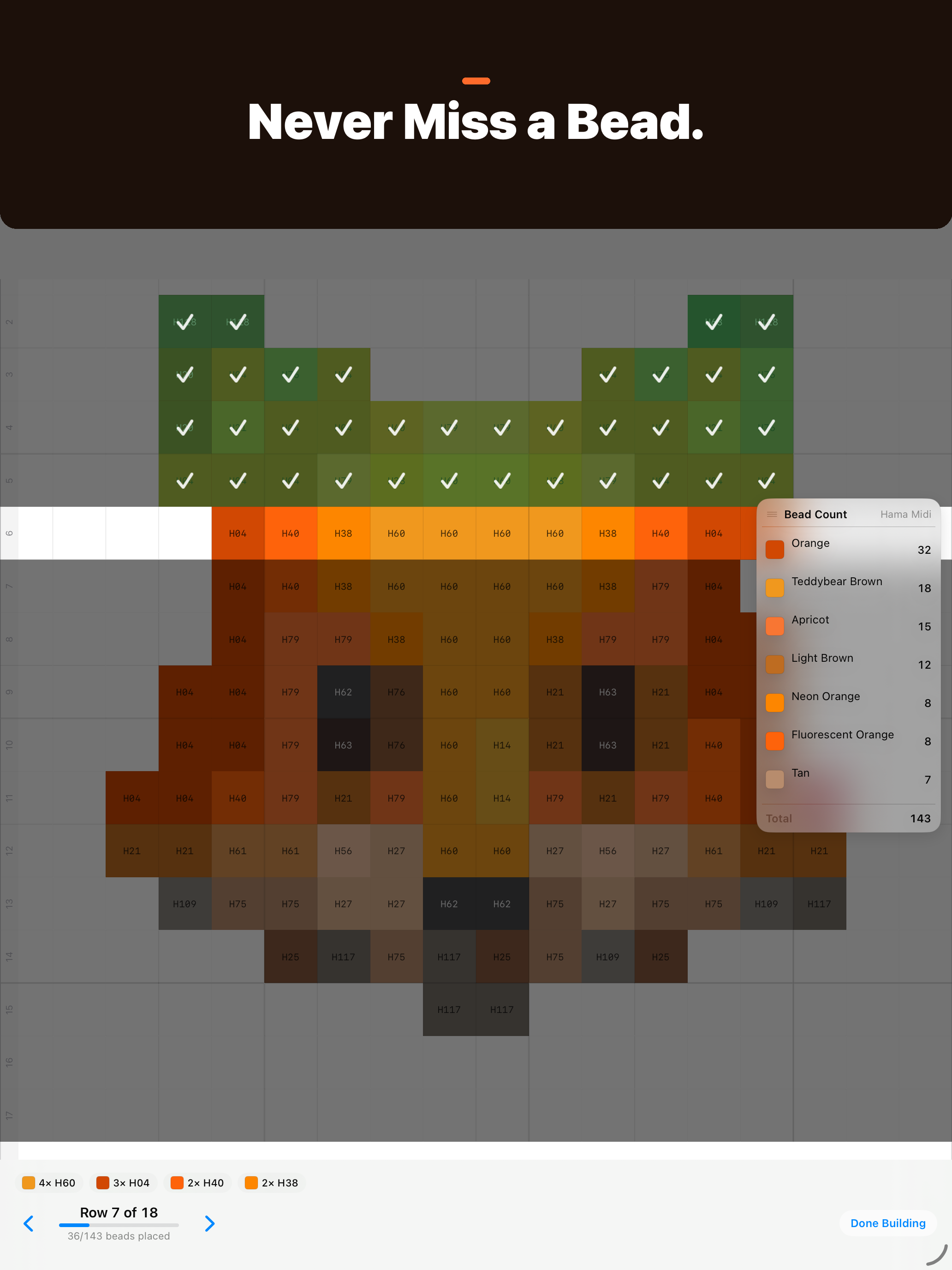 Build mode with bead codes