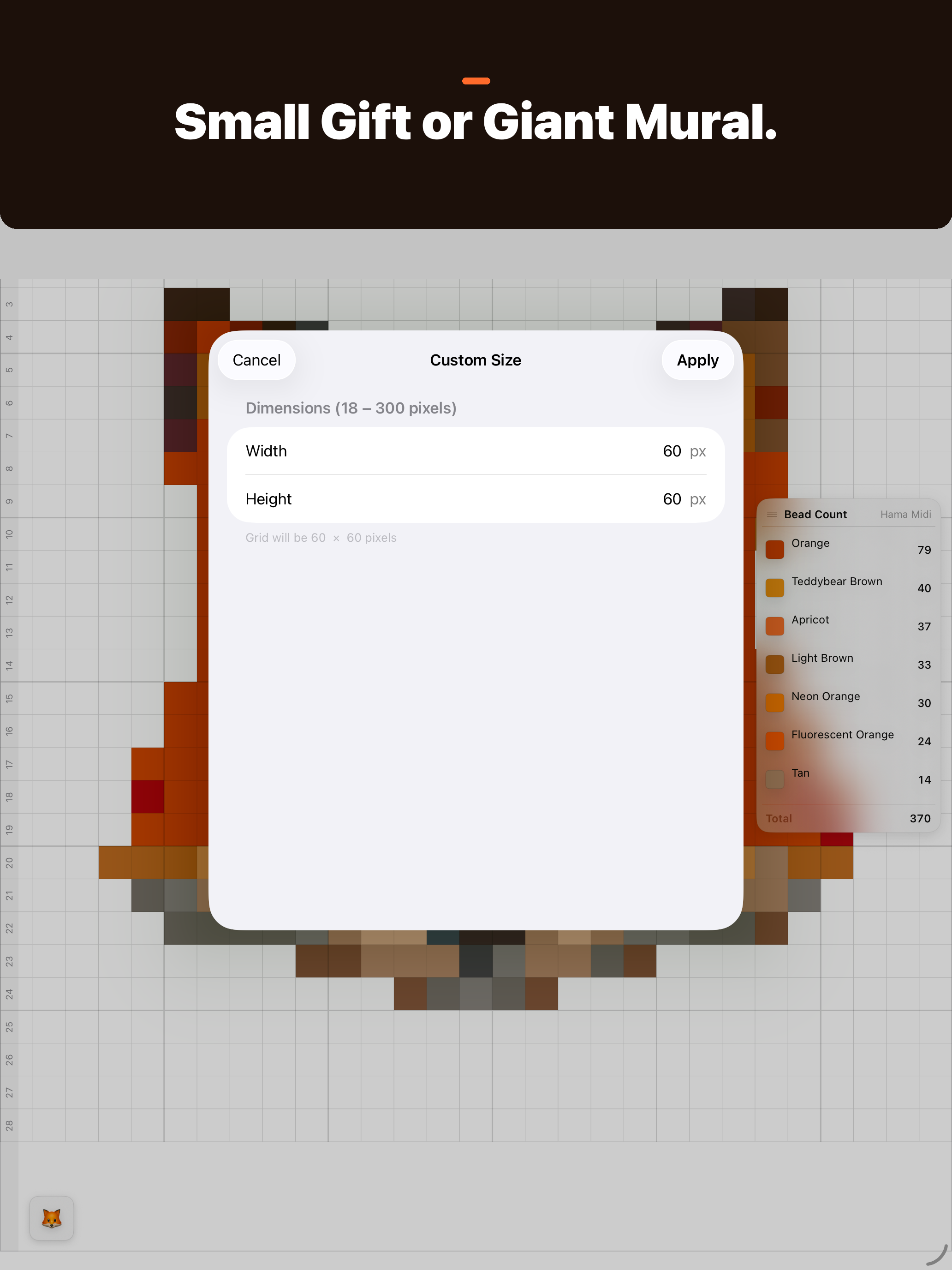 Custom grid size